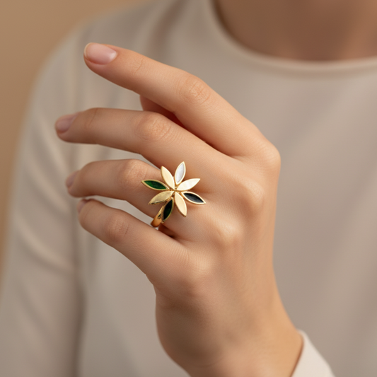 Emerald Bloom Ring - 18K