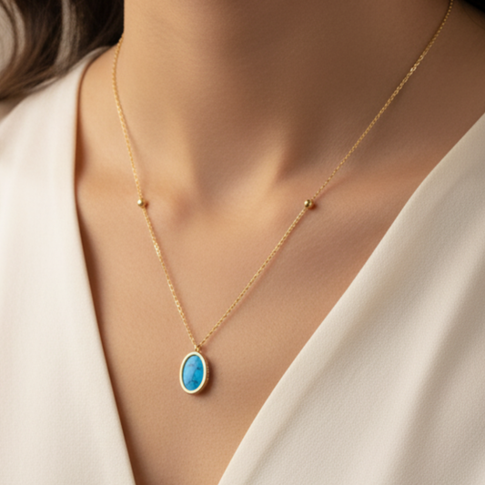 Turquoise Drop Necklace 18K