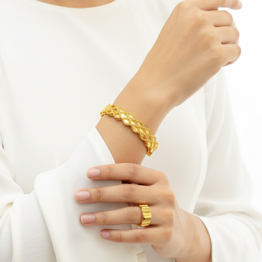 Gold Diamond Pattern Set - 21k