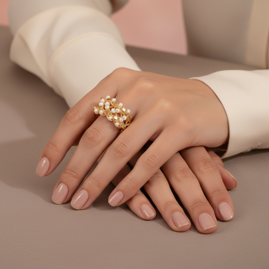 Lustre Crown Ring 21K