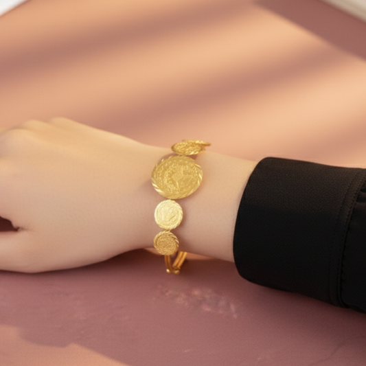 Classic Coin Stack Bangle 21K