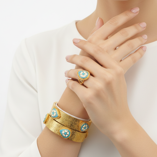 Turquoise Royal Blossom Set - 21k