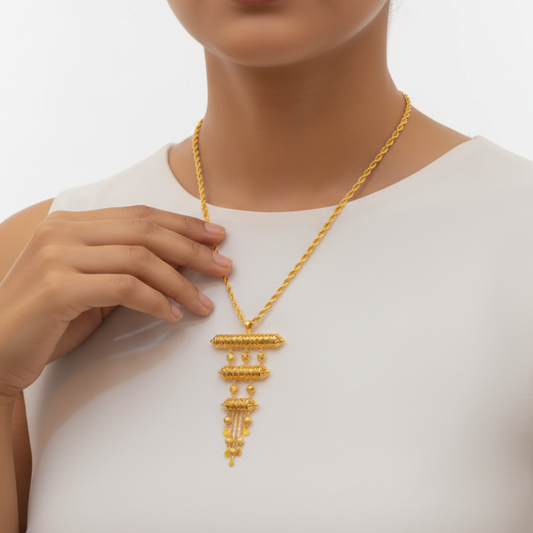 Gold Hanging Bar Necklace - 21k