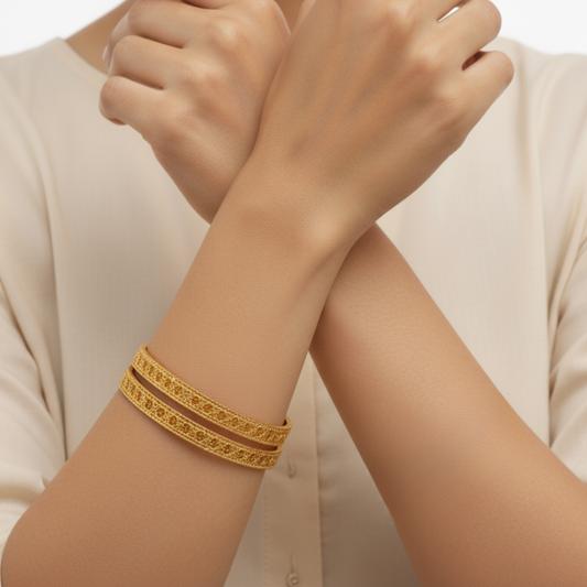 Floral Filigree Grace Bangles - 21k