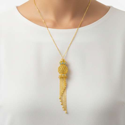 Zahab Pine Tassel Necklace